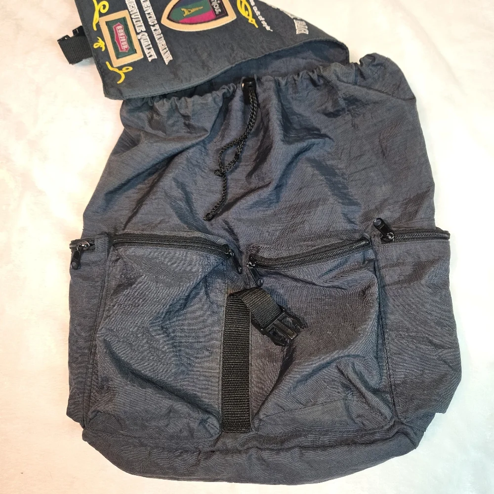 Vintage Bonjour Authentic Trademark Genuine Black Sport Backpack‎